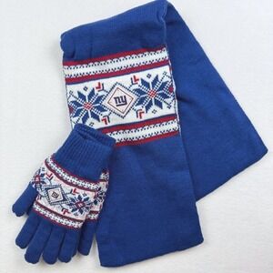 NY Giants Scarf & Gloves Set Adult Winter Knit Football Fan‎ Gift NWT